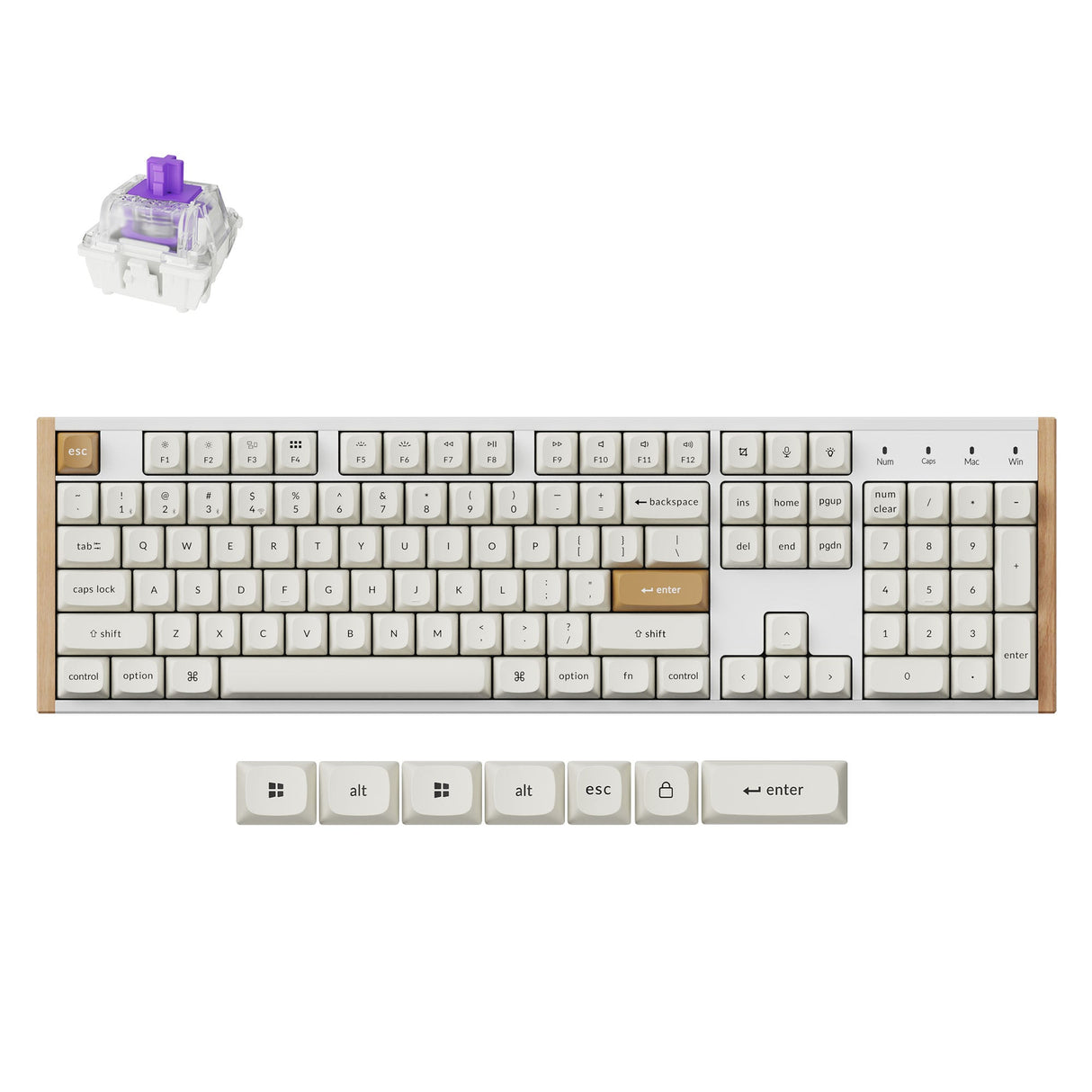 Keychron K10 HE Full Size Layout Wireless Magnetic Switch Custom Keyboard Special Edition Wooden White RGB Backlight Double-Shot PBT Keycaps