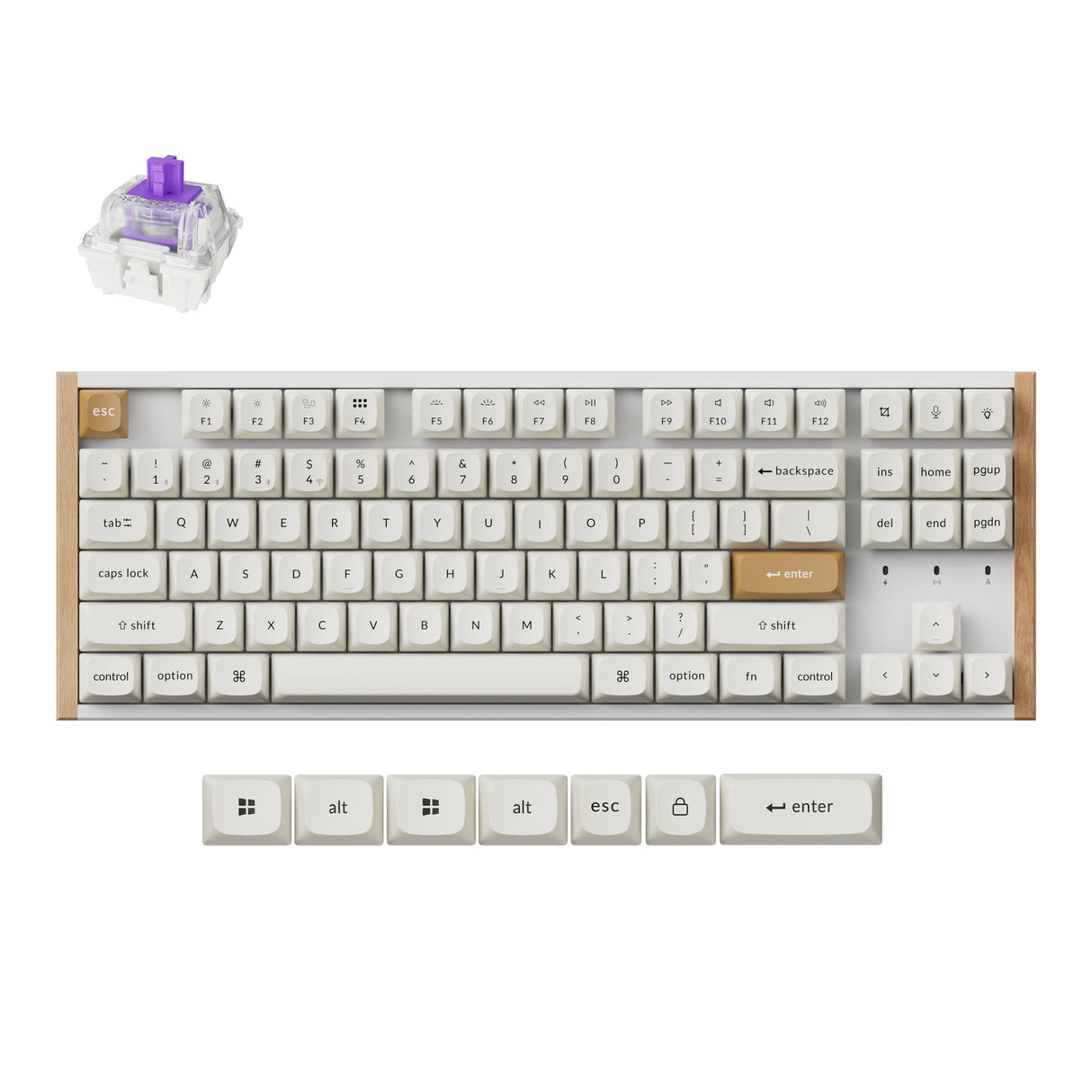 Keychron K8 HE 80 Percent Layout Wireless Magnetic Switch Custom Keyboard Special Edition Wooden White RGB Backlight Double-Shot PBT Keycaps