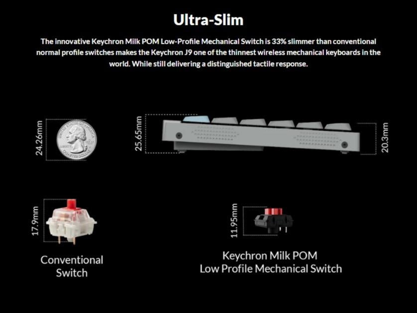 Keychron J9 QMK Ultra-Slim Wireless Custom Mechanical Keyboard