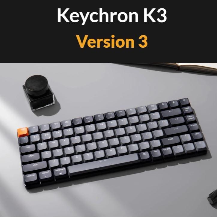 Paket Keychron K3 Version 3 QMK Wireless Mechanical Keyboard RGB Backlight + Travel Pouch