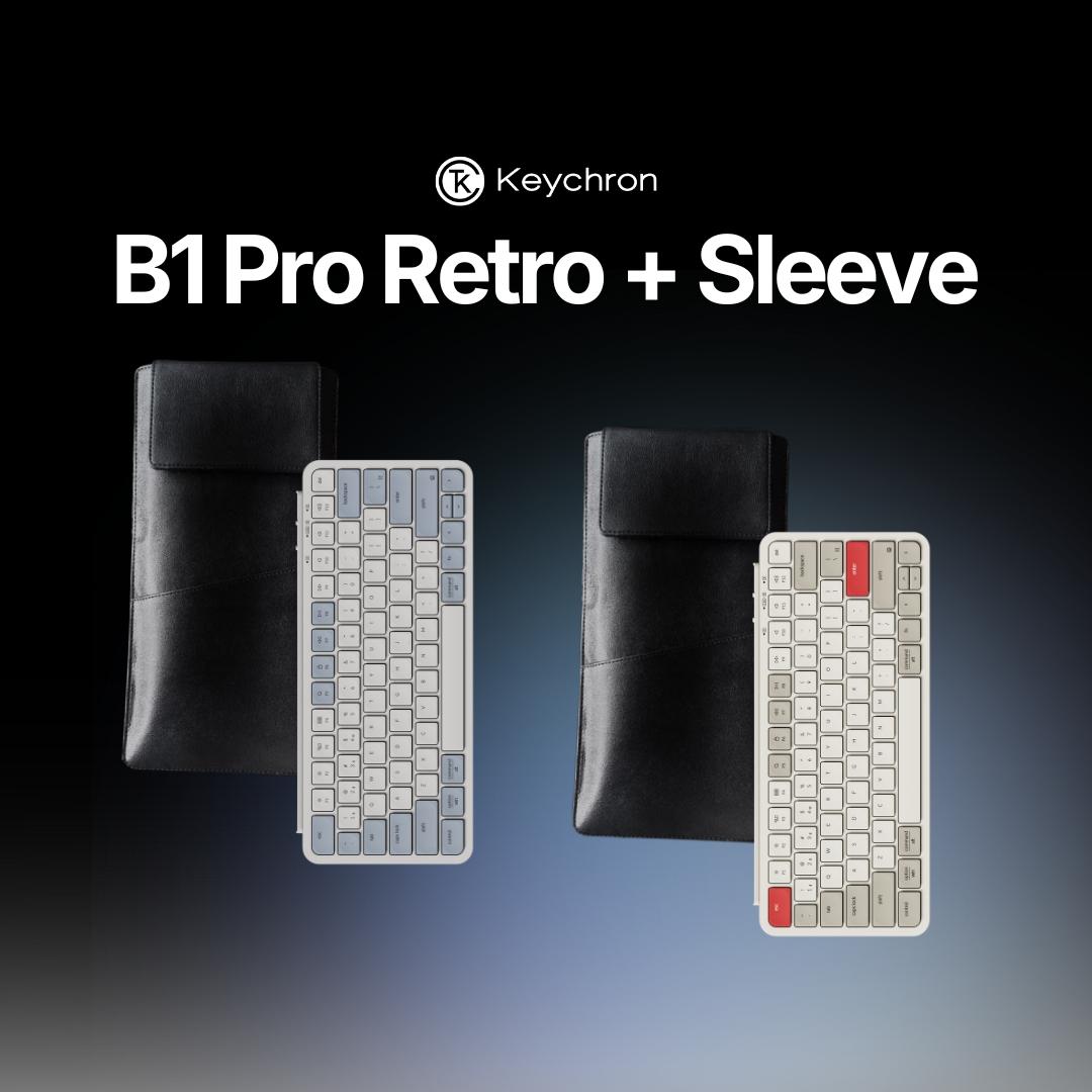 Paket Sleeves Keychron B1 Pro Retro Ultra-slim Wireless Keyboard iPad Tablet Android Wireless Bluetooth, Dongle 2.4GHz & Wired