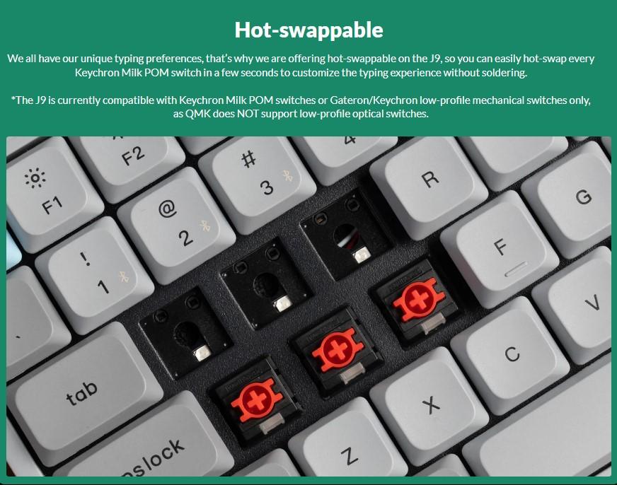 Keychron J9 QMK Ultra-Slim Wireless Custom Mechanical Keyboard