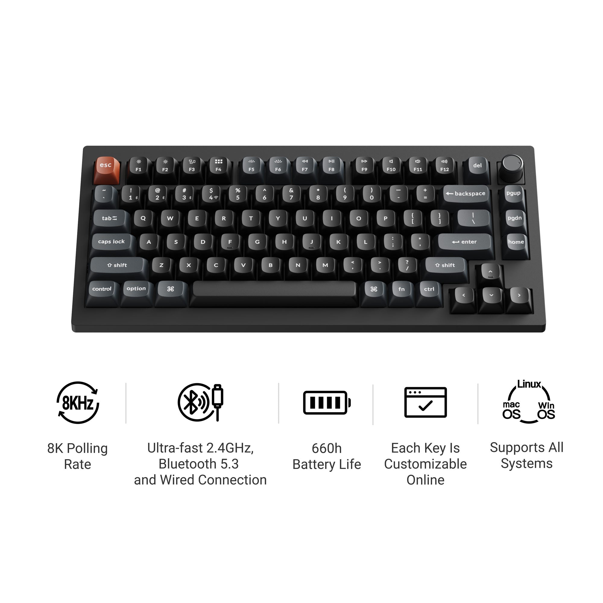 Keychron V1 Ultra 8K メカニカルキーボード 本体 Keychron V1 Ultra 8K Wireless Custom Mechanical Keyboard