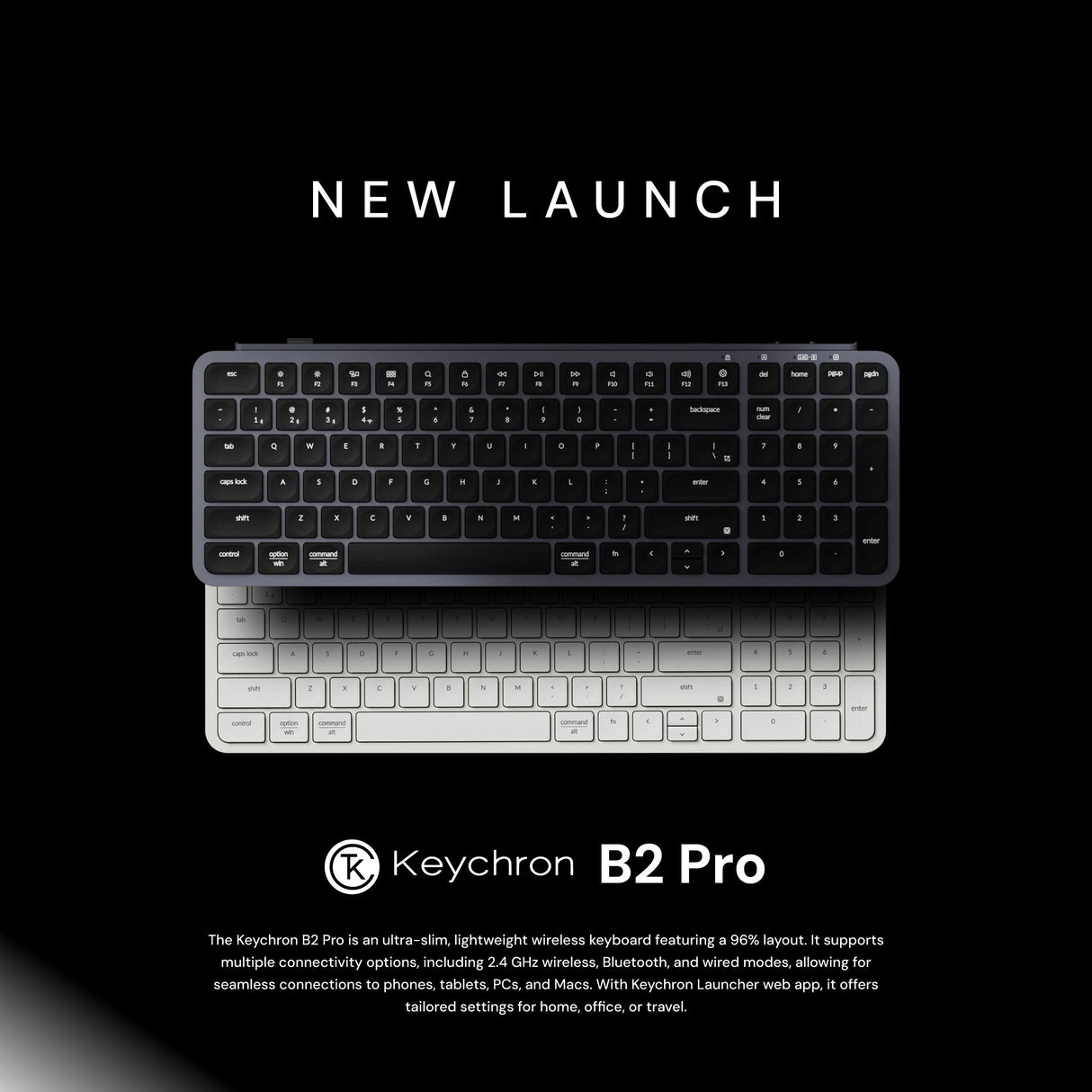 Paket Sleeves Keychron B2 Pro Ultra-Slim Wireless Keyboard with Numpad - supports 2.4 GHz, Bluetooth, and a wired connection
