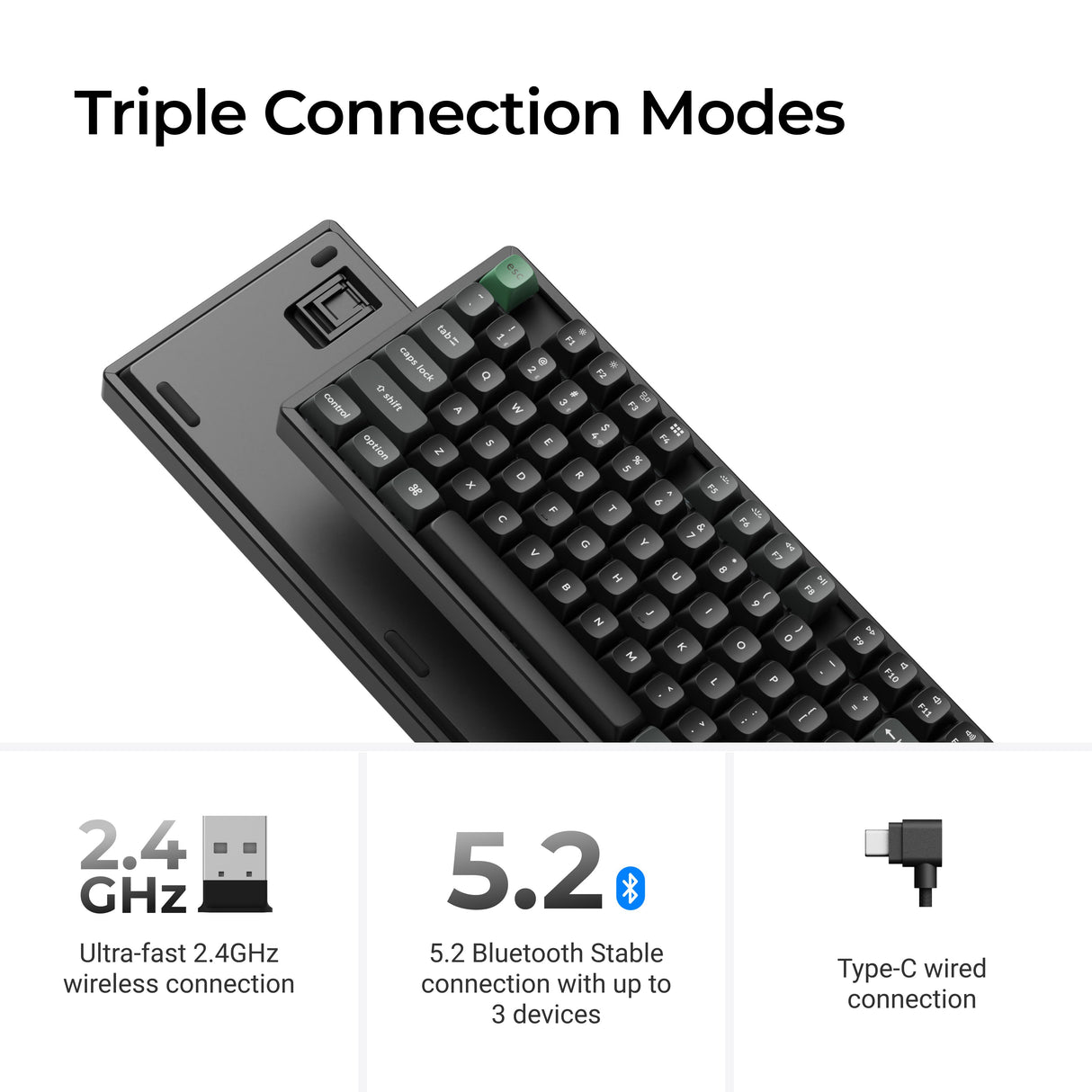 Keychron K10 Ultra 8K Keyboard Nirkabel Mekanik dengan Polling Rate 8000 Hz, Baterai 4000 mAh, dan Switches APEX Hot-Swappable - Keycaps, Computer