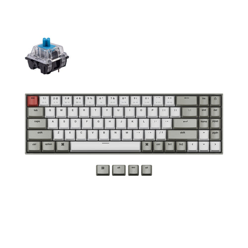 Keychron K14 70 percent layout non-backlight wireless mechanical keyboard for Mac Windows with Keychron mechanical blue switches compatible with Gateron Cherry Kailh and Panda switches