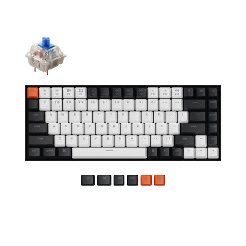Keychron K2 hot-swappable wireless mechanical keyboard for Mac Windows iOS Gateron switch blue with type-C RGB white backlight