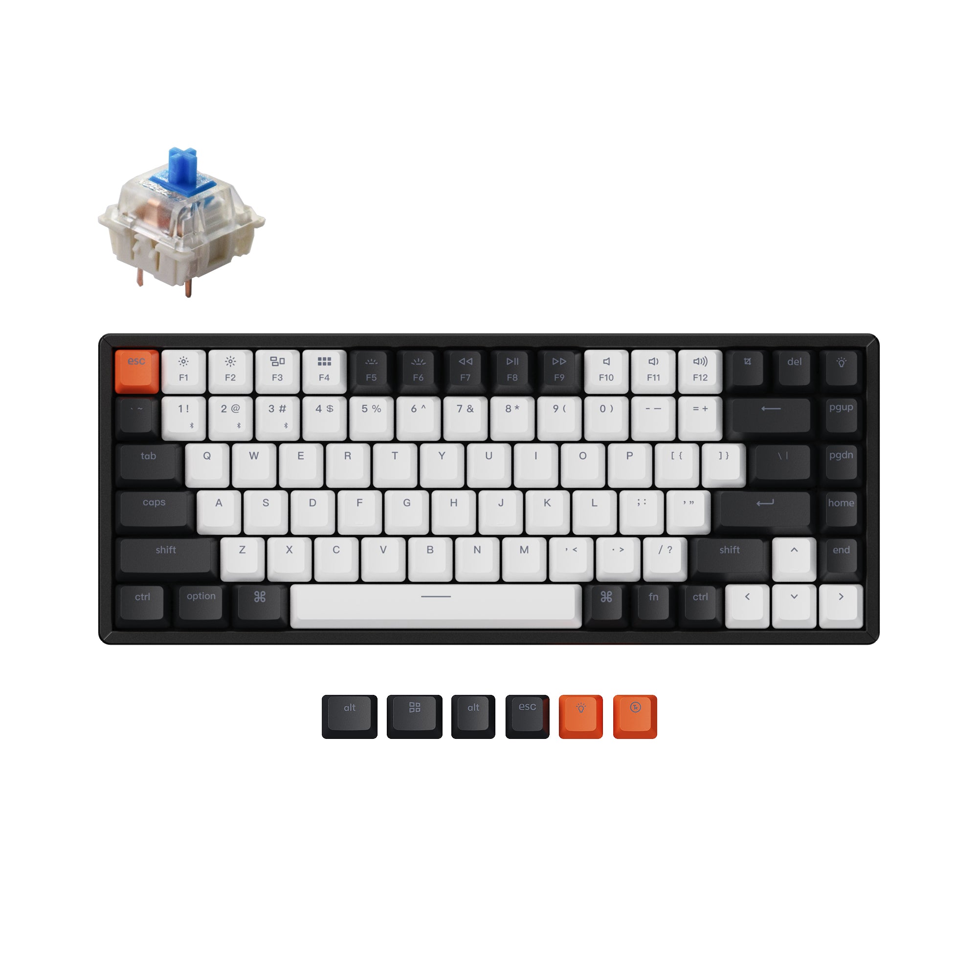 Keychron K2 hot-swappable wireless mechanical keyboard for Mac Windows iOS Gateron switch blue with type-C RGB white backlight aluminum frame