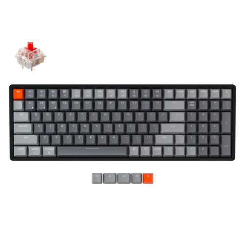Keychron K4 Version 2 Hot-swappable Wireless Mechanical Keyboard, 100-keys layout for Mac Windows iOS with Gateron red switch with type-C RGB or white backlight aluminum frame