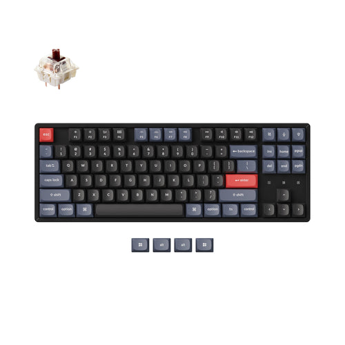 Keychron K8 Pro QMK/VIA Wireless Mechanical Keyboard for Mac and Windows PBT keycaps with PCB screw-in stabilizer and hot-swappable Gateron G Pro mechanical brown switch aluminum frame