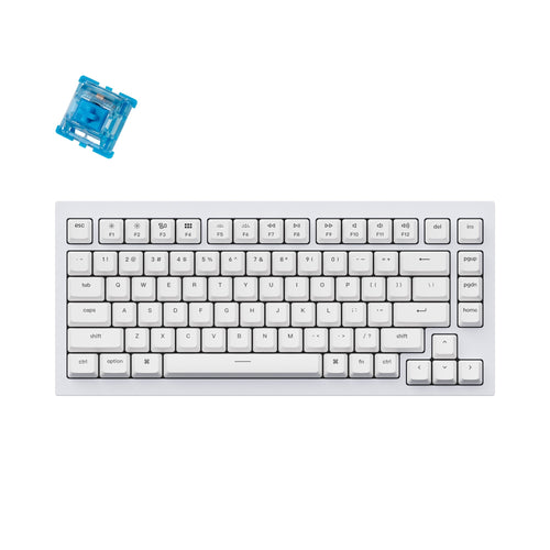Keychron Q1 QMK VIA custom mechanical keyboard 75 percent layout full aluminum white frame for Mac Windows RGB backlight with hot swappable Gateron G Phantom switch blue