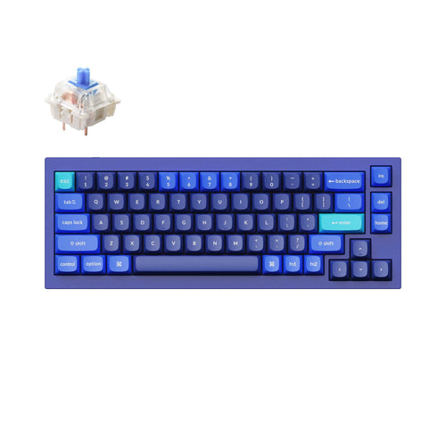 Keychron Q2 QMK VIA custom mechanical keyboard 65 percent layout full aluminum blue frame for Mac Windows iOS RGB backlight with hot swappable Gateron G Pro switch blue