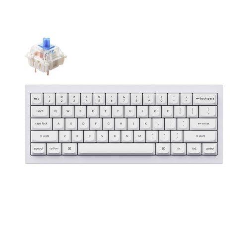 Keychron Q4 60 Percent Layout QMK VIA Custom Mechanical Keyboard Hot Swappable Gateron G Pro Switch Blue Shell White