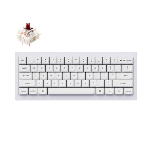 Keychron Q4 60 Percent Layout QMK VIA Custom Mechanical Keyboard Hot Swappable Gateron G Pro Switch Brown Shell White