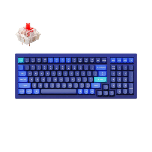 Keychron Q5 QMK VIA custom mechanical keyboard 1800 compact 96 percent layout full aluminum blue frame for Mac Windows RGB backlight with hot swappable Gateron G Pro switch red