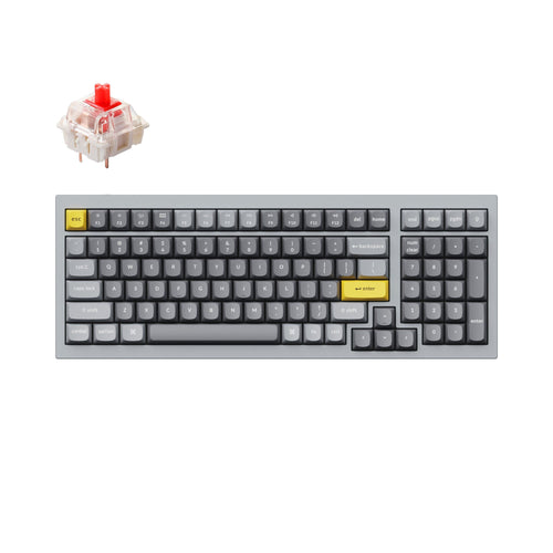 Keychron Q5 QMK VIA custom mechanical keyboard 1800 compact 96 percent layout full aluminum grey frame for Mac Windows RGB backlight with hot swappable Gateron G Pro switch red