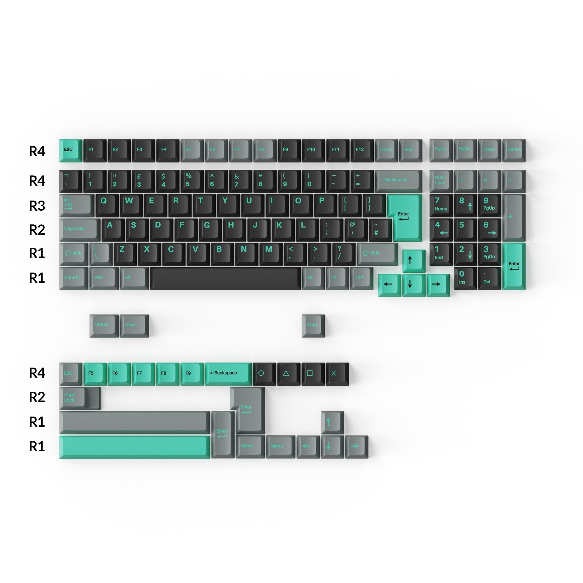Keychron double shot PBT Cherry profile full set keycap set hacker for UK ISO 96% and 75% and 65% layouts