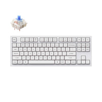 Keychron Q3 QMK VIA custom mechanical keyboard tenkeyless 80 percent layout full aluminum white frame for Mac Windows iOS RGB backlight with hot swappable Gateron G Pro switch blue